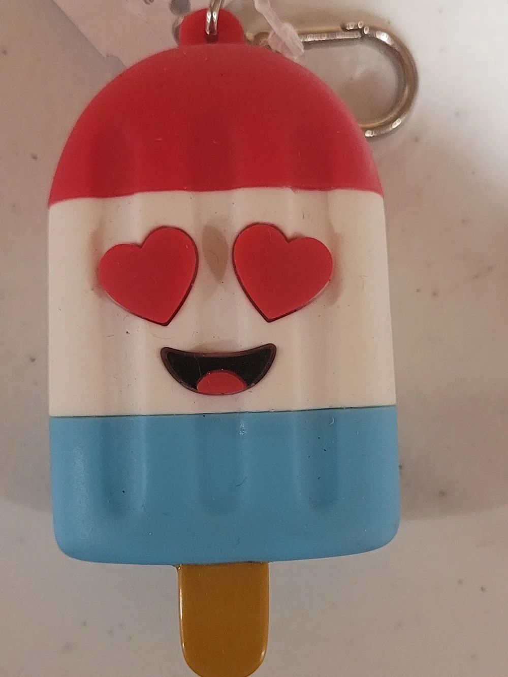 Popsicle Heart-Eyes Charm Keychain Pocketbac Holder BBW- Red White Blue